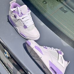 Air Jordan 4 Retro White / Light Purple Blanc/ Violet Clair Size 7 Women