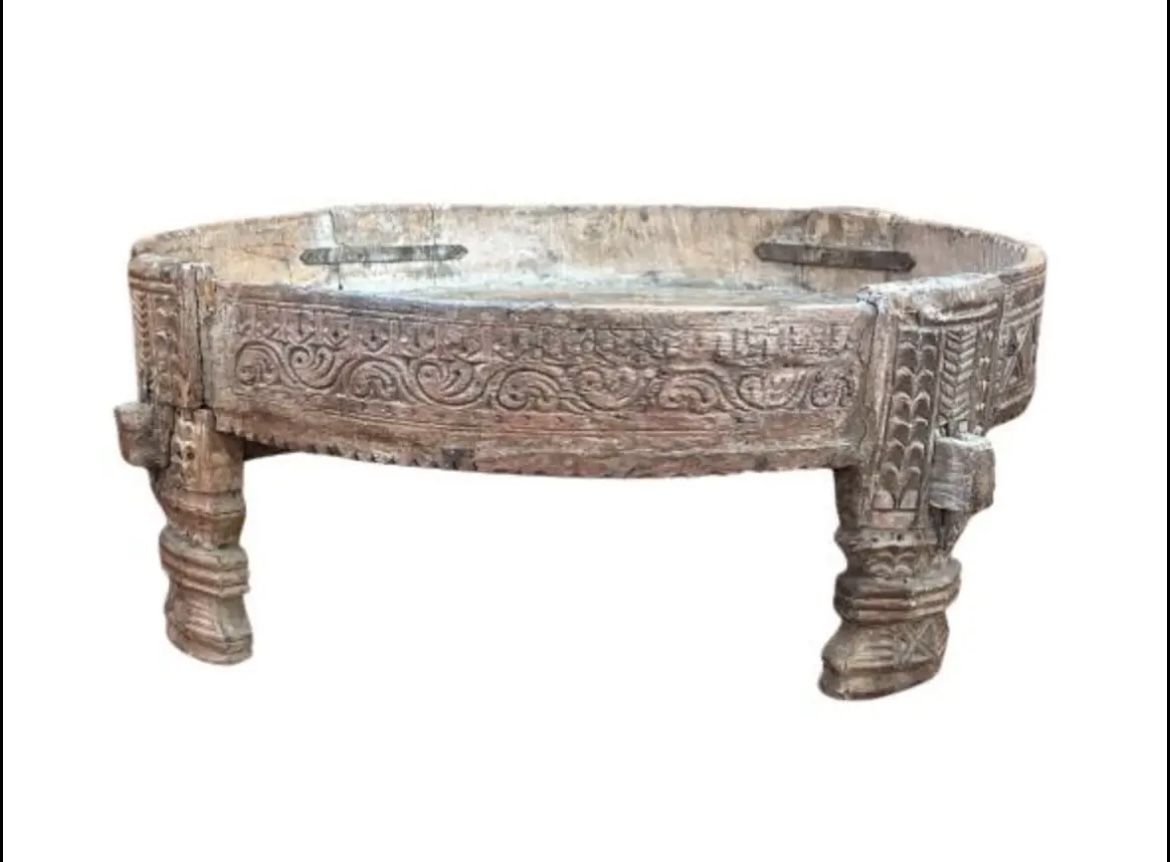 Antique Indian Wooden Chakki Table