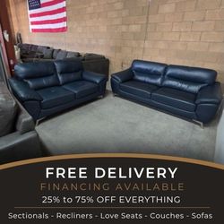 🛋Cadence Top Grain Leather Collection, Blue - 80% OFF RETAIL PRICE $2500 - FREE DELIVERY