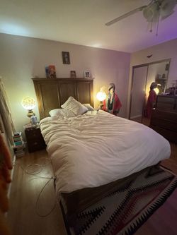 Queen wood bed frame