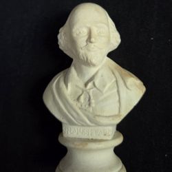Antique Parian Bust of William Shakespeare 3.25" Tall Classic Porcelain Marked 