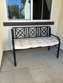 Outdoor Metal Bench with Cushion