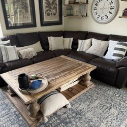 Brown Natuzzi Genuine Leather Sectional 