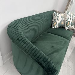 Emerald Green Suede Microfiber Sofa 