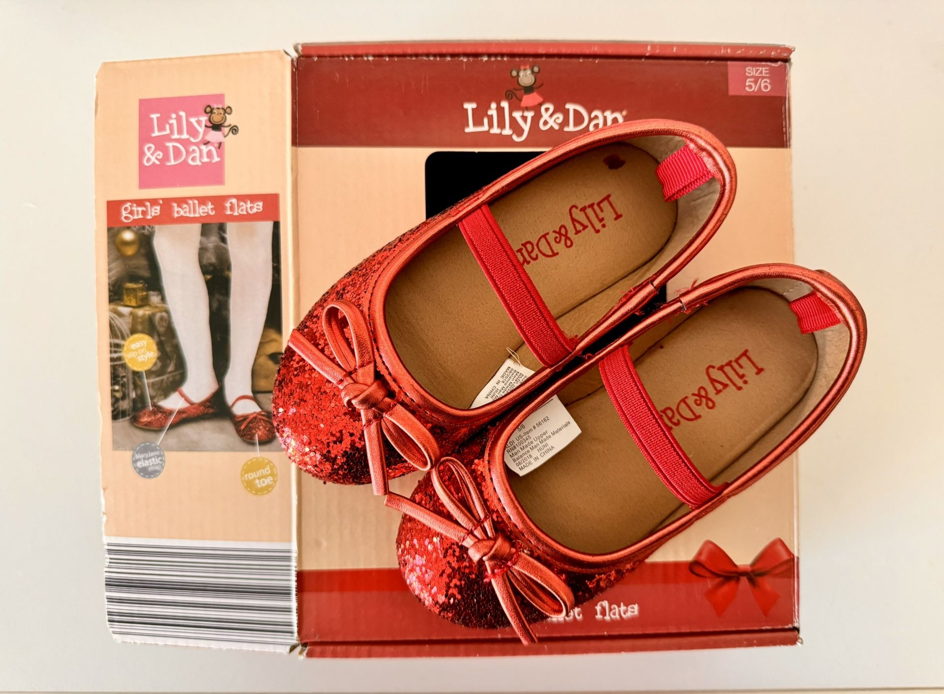 Lily & Dan Red Glittery Ballet Flats Size 5/6