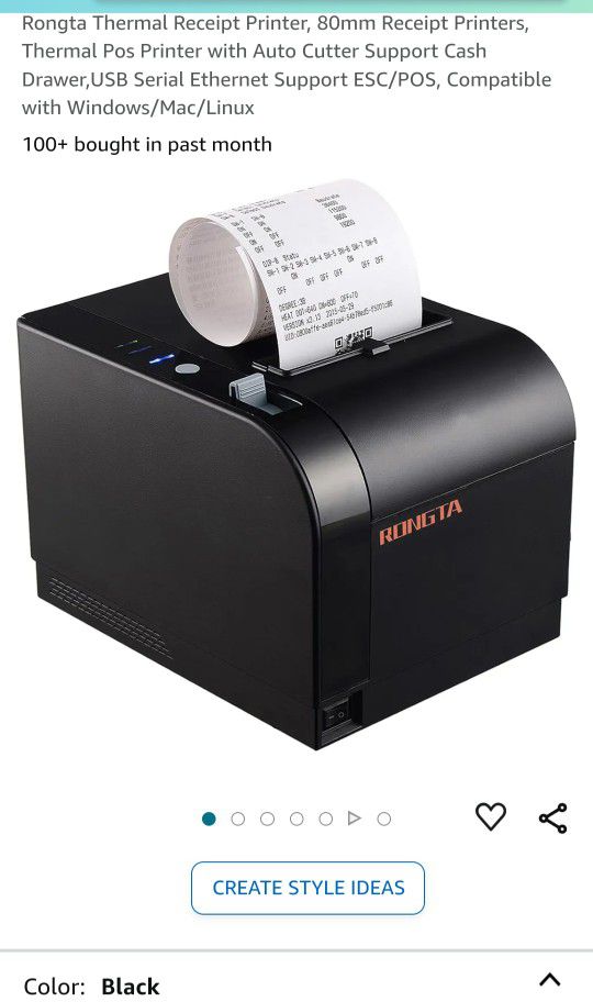 Rongta Thermal Receipt Printer, 80mm Receipt Printers,
Thermal Pos Printer with Auto Cutter Support Cash
Drawer,USB Serial Ethernet Support ESC/POS, C