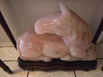 Oriental Rose Quartz Horse Statue