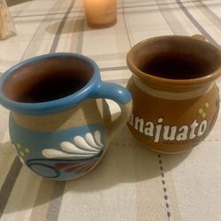 Set Of Two Handmade Mexican Mugs Jarritos Mexicanos