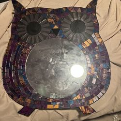Glass Mosaic Owl Mirror 