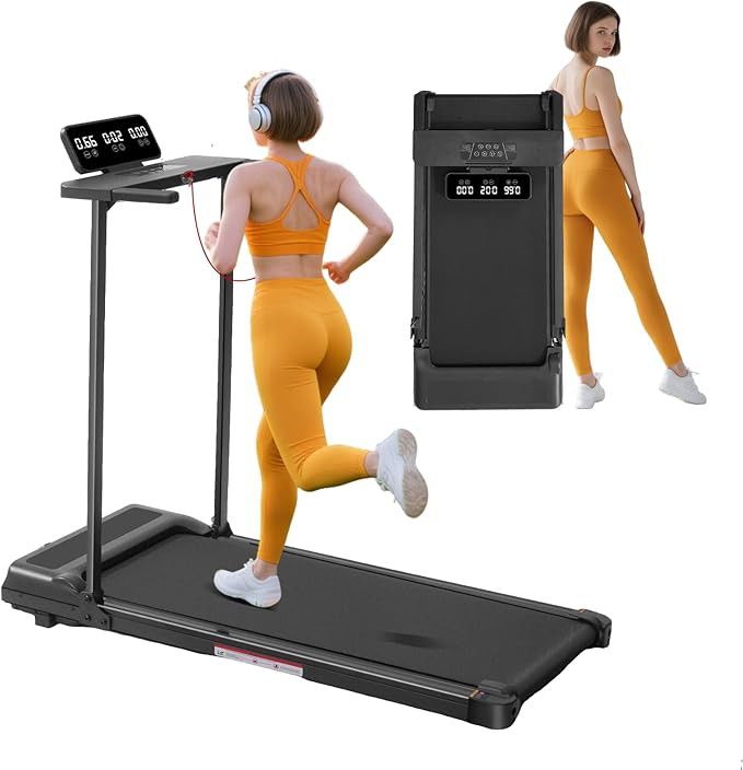 Folding Walking Pad Treadmill with Handle Bar, 3.5 HP Compact