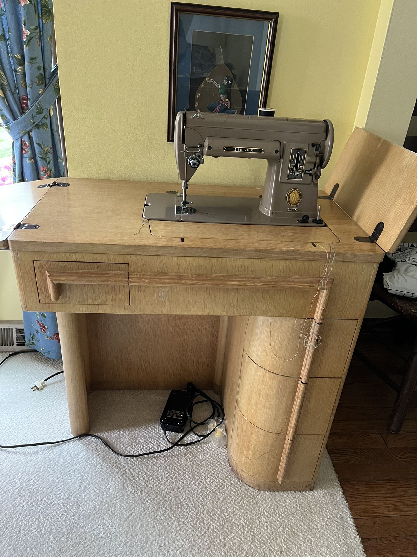 Singer 301 Sewing Machine in Art Deco Cabinet