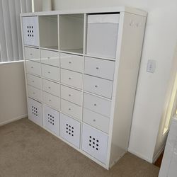 IKEA KALLAX Shelf Unit with Drawers and Boxes White Very Good Condition Like New 