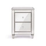 Danielle Silver Clear Mirror Nightstand With 2 Drawers