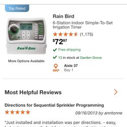 Rain Bird 6 Station Sprinkler Control 