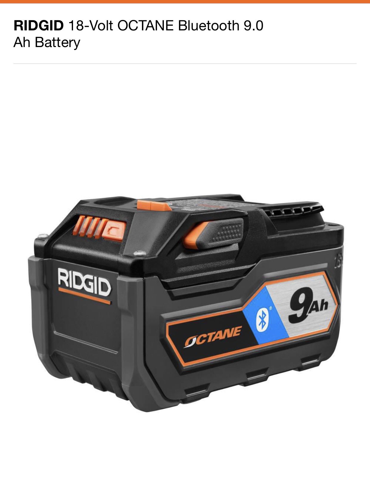 RIDGID 18-Volt OCTANE Bluetooth 9.0 Ah Battery