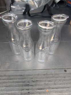Set of 4 Glass Water / Juice Carafes with Lids – 10.5" Tall