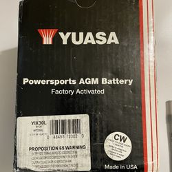 Yuasa Powersports AGM Battery YIX30L New