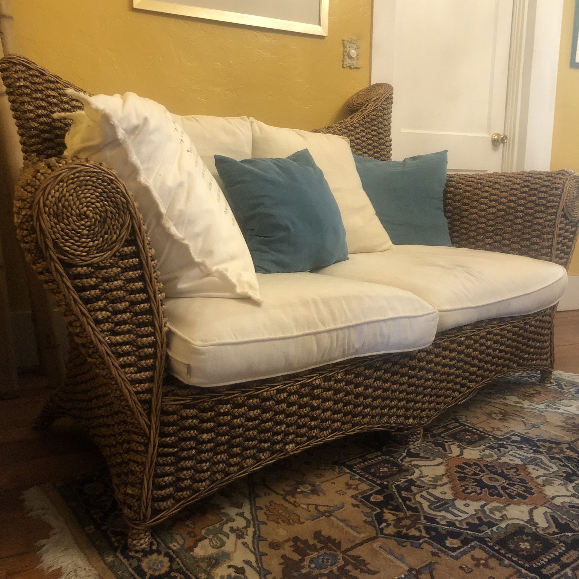 Eclectic Bamboo Wicker Couch