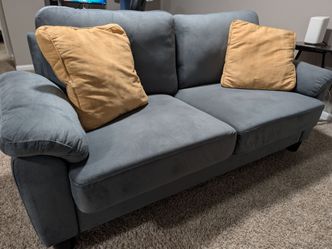 Comfortable Grey Couch with Yellow Pillows - 72 inches wide -