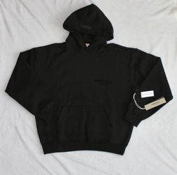 🔥 FEAR OF GOD ESSENTIALS HOODIE – BLACK (STRETCH LIMO) – SIZE LARGE (NEW)