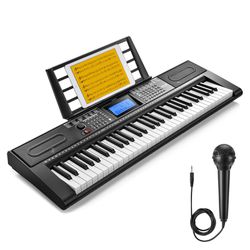 Donner Keyboard Piano, 61 Key Piano Keyboard for Beginner/Professional, Electric Keyboard Kit with 249 Voices, 249 Rhythms - Includes Music Stand, Mic