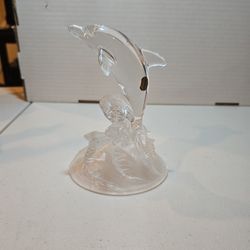 Dolphin sculpture, genuine lead crystal (france)