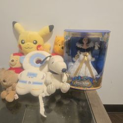 2 Winnie The Pooh Stuffed animals, Groot, Snoopie, Angel Baby And Holiday Princess Special edition series 