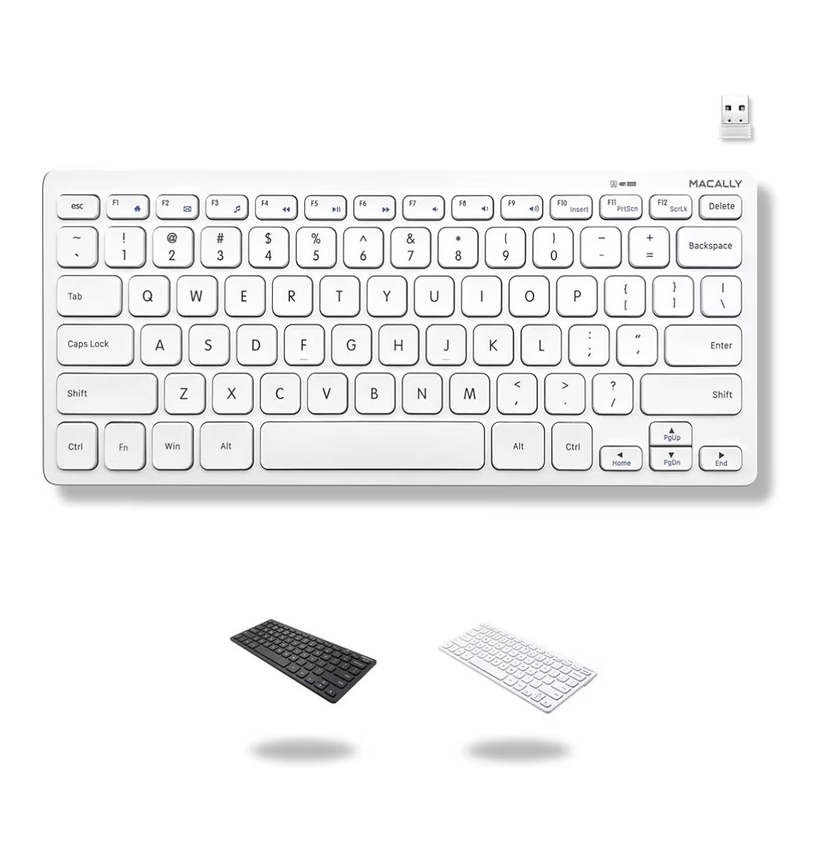Macally Mini Compact Keyboard - Wireless Keyboards for Desktop PC, Surface, Chromebook, Notebook, Laptop Keyboard, Slim Key Board with 2.4G Wireless U