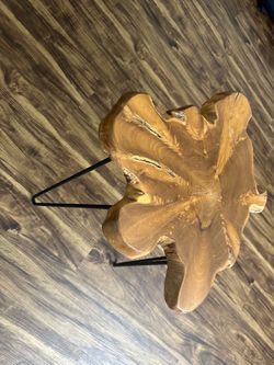 Live edge wooden side table with hairpin legs