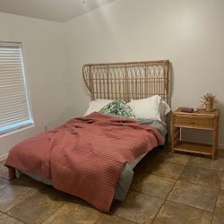 Rattan Queen Bed Frame And Nightstand $200.00