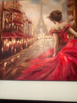 Large Canvas Wall Art Woman in Red Dress