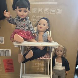 Set of 3 Dolls With Chair & Sewing Machine 