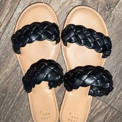 Black Braided Leather Sandals