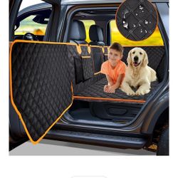Dog Car Seat Cover for Back Seat, Hard Bottom Car Seat Cover for Dogs with Door Protectors, Waterproof Back Seat Extender for Dogs, Scratch-Resistant,