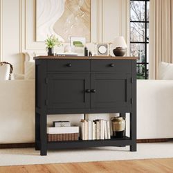 35.4" Console Table with Drawers and Cabinet