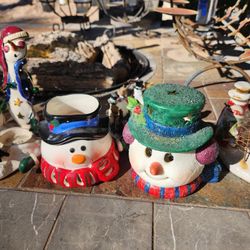 Snowmen Set Of Candle Holders