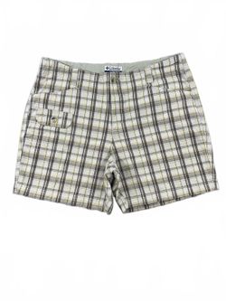 Columbia Plaid Shorts Casual Outdoor Beige Brown Classic Summer