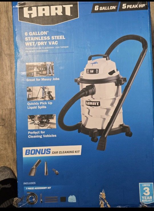 6 Gallon Stainless Steel Wet & Dry Vacuum 5.0 Peak HP