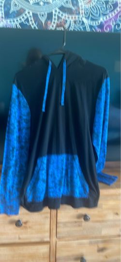 Black and Blue Patterned Pullover Hoodie