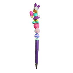 Daisy Duck Disney Figurine Custom Beaded Ballpoint Twist Pen Purple