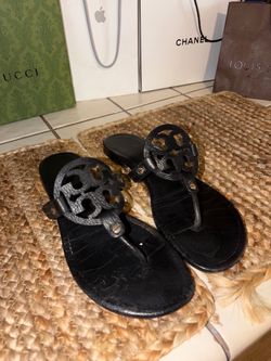 FOR SALE: Tory Burch Miller Sandals Black Leather