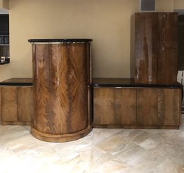 Brown and Black Wooden Living Room Set