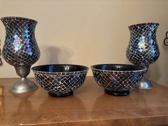 Mosaic Glass Candle Holders