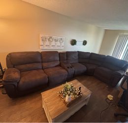 Large Brown Sectional Reclining Sofa