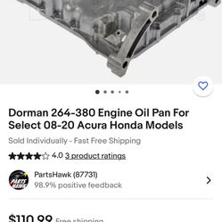Brand new Honda Oil Pan Brand New Doorman 264-380