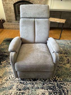 Light Gray Swivel Recliner Chair with Adjustable Headrest
