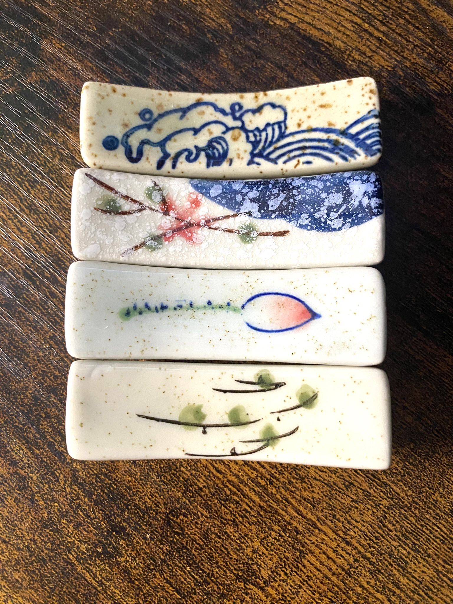 NEW Japanese Style Chopstick Holder Set of 4 Pcs Ceramic Chopstick Stands /  Rests