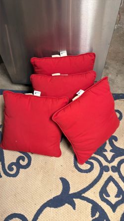 Sunbrella Red Throw Pillows + 2 Floral seat cushions