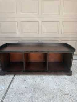 Wood Storage Bench with Cubbies