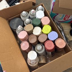Box Of Paint, Stains, And More 